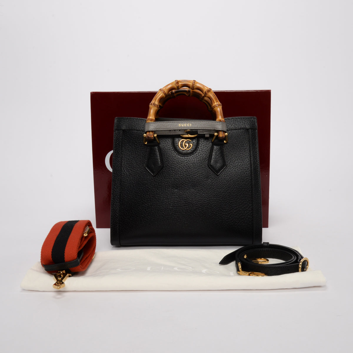 Gucci Black Dollar Calfskin Medium Diana Tote