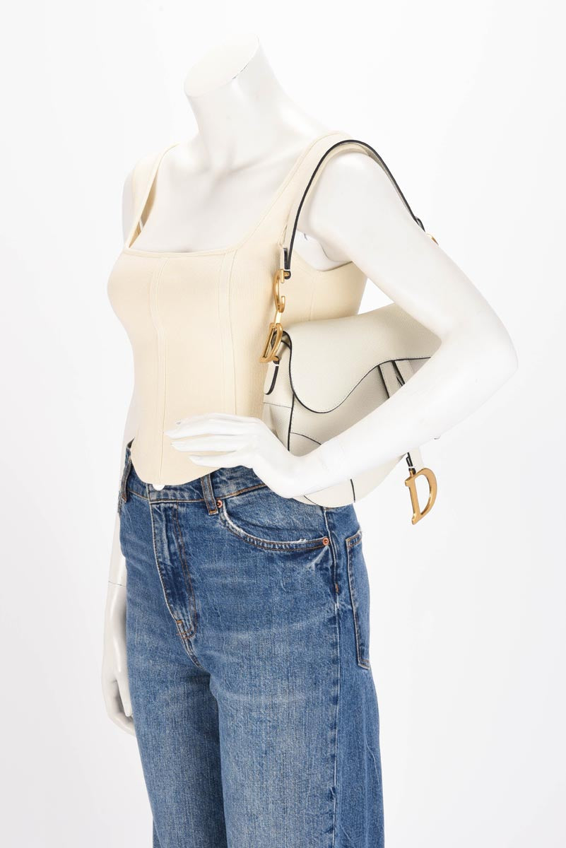 Dior Latte Grained Calfskin Saddle Bag