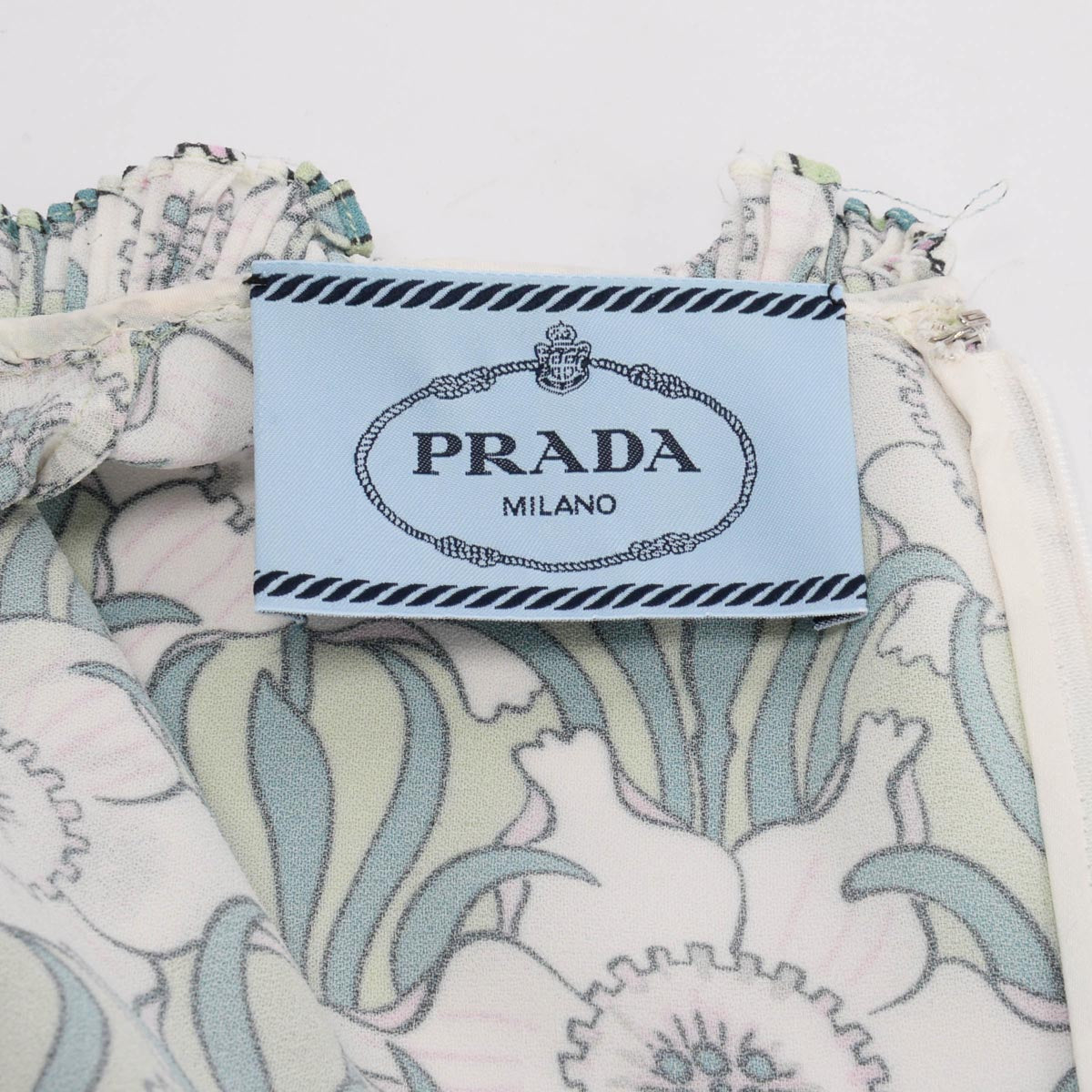 Prada Green Printed Floral Long Sleeve Dress IT 40
