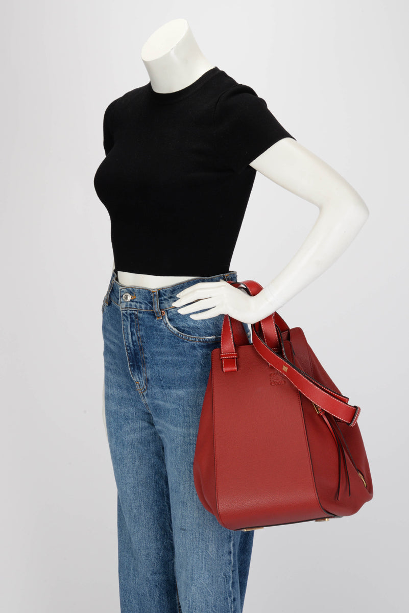 Loewe Dark Red Calfskin Medium Hammock Bag