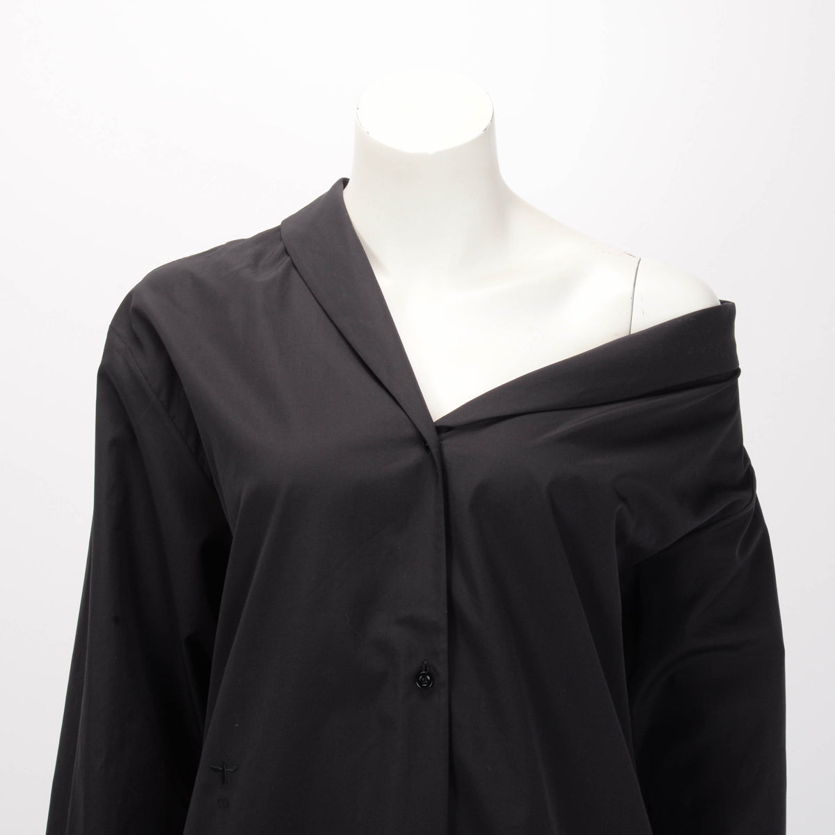 Dior Black Cotton Poplin Asymmetric Shirt FR 42