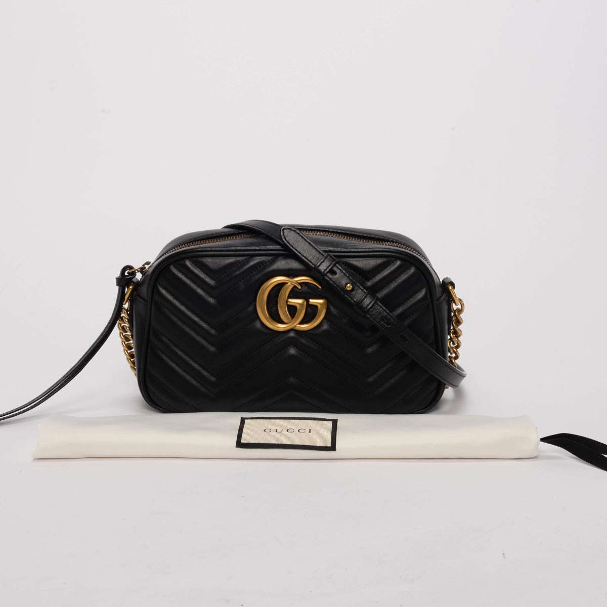Gucci Black Matelasse GG Marmont Small Camera Bag