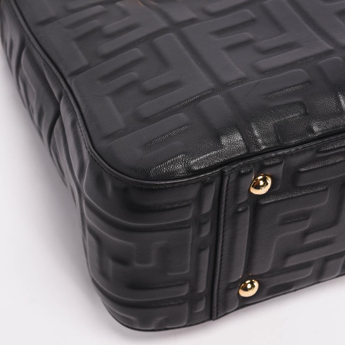 Fendi Black Nappa FF 1974 Embossed Small Tote