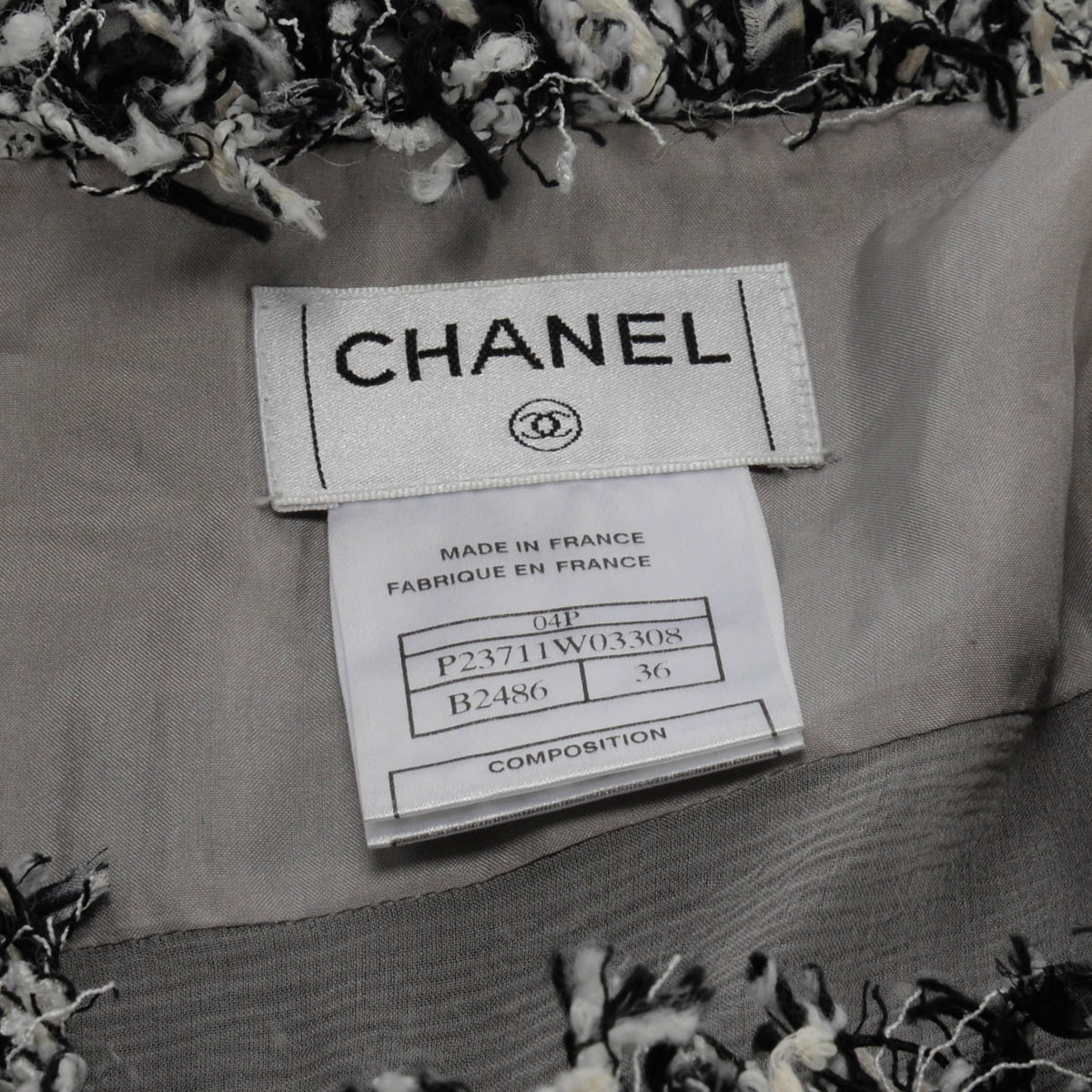 Chanel Black & White Lace Floral Applique Skirt FR 36