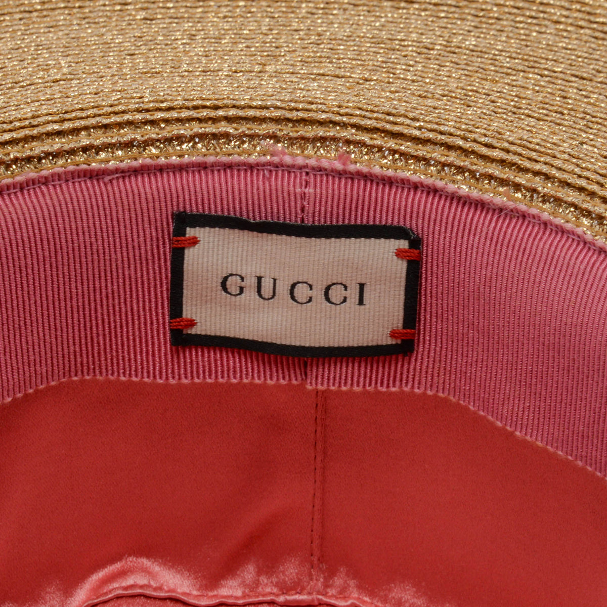 Gucci Gold Straw Bee Embellished Boater Hat