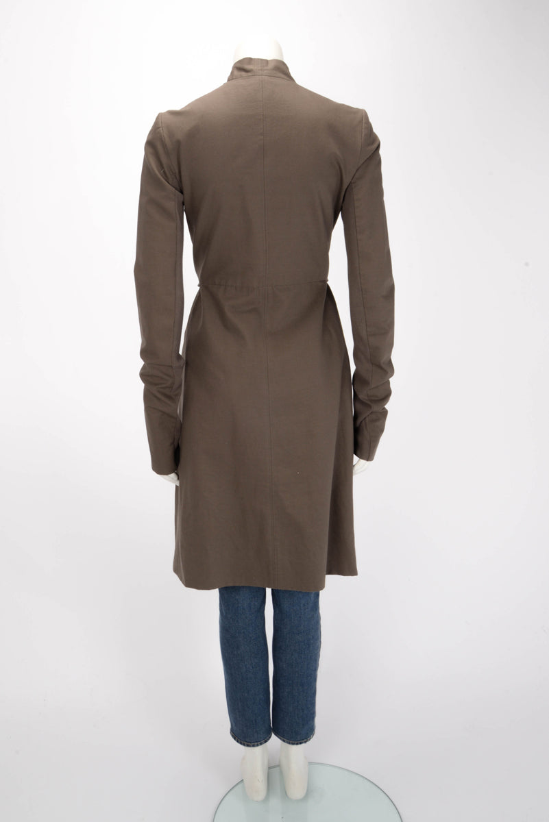 Rick Owens Brown Cotton Drill Open Coat M