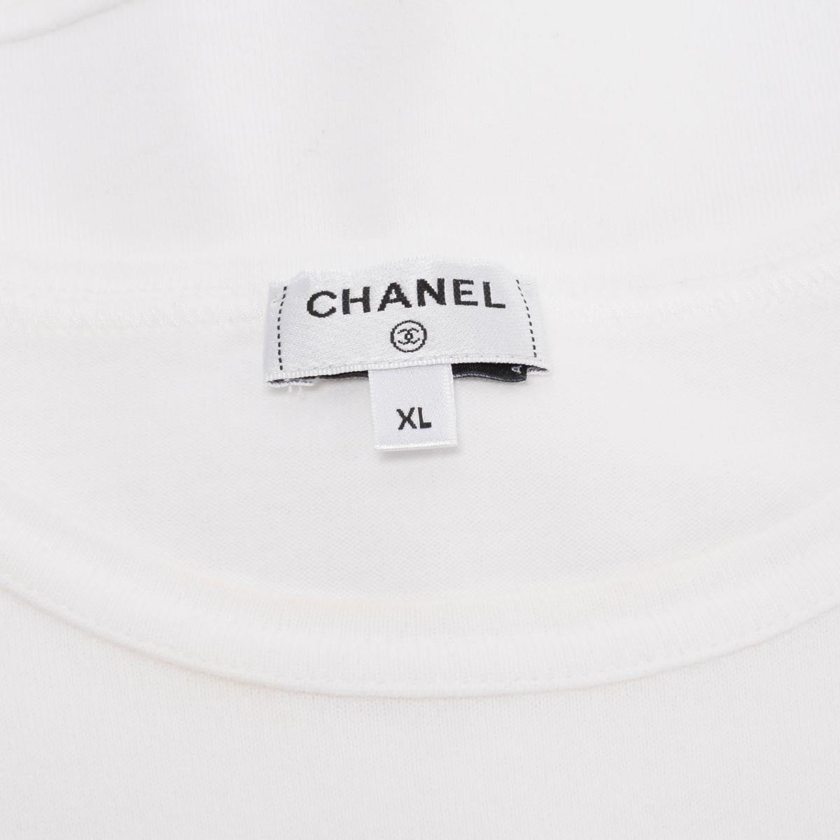 Chanel White Cotton CC Motif Embroidered T-Shirt XL