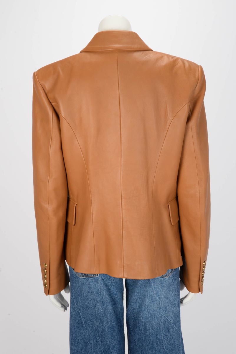Balmain Tan Lambskin Classic Blazer FR 46