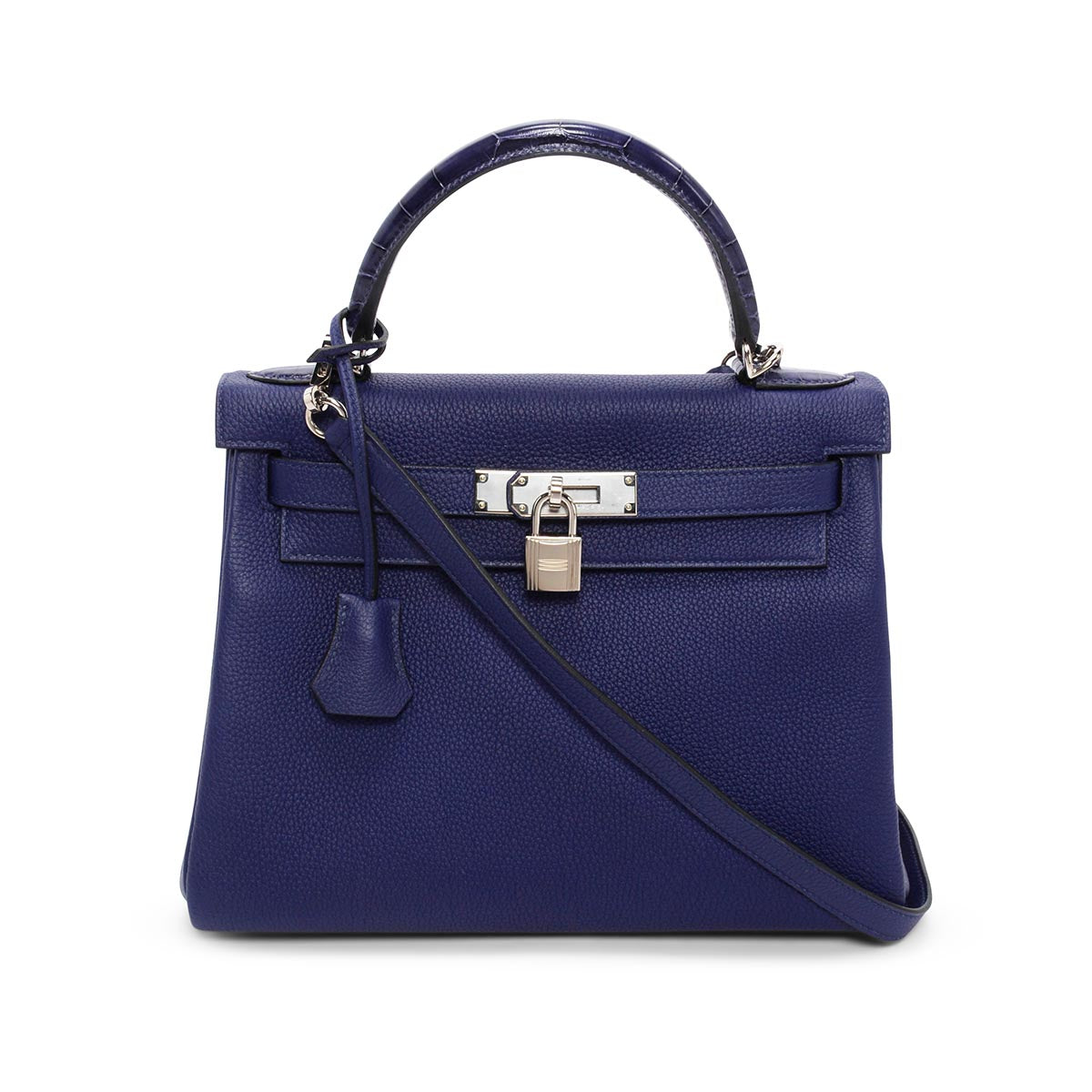 Hermes Blue Encre Togo Alligator Touch Kelly 28 Bag