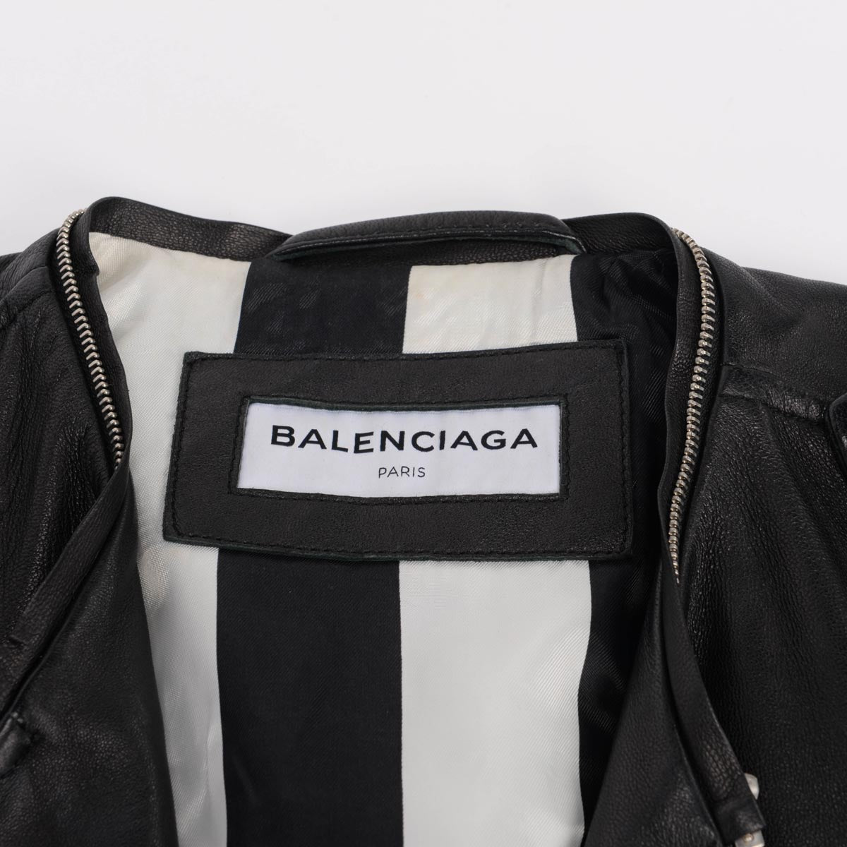 Balenciaga Black Lambskin Detachable Scarf Biker Jacket FR 40