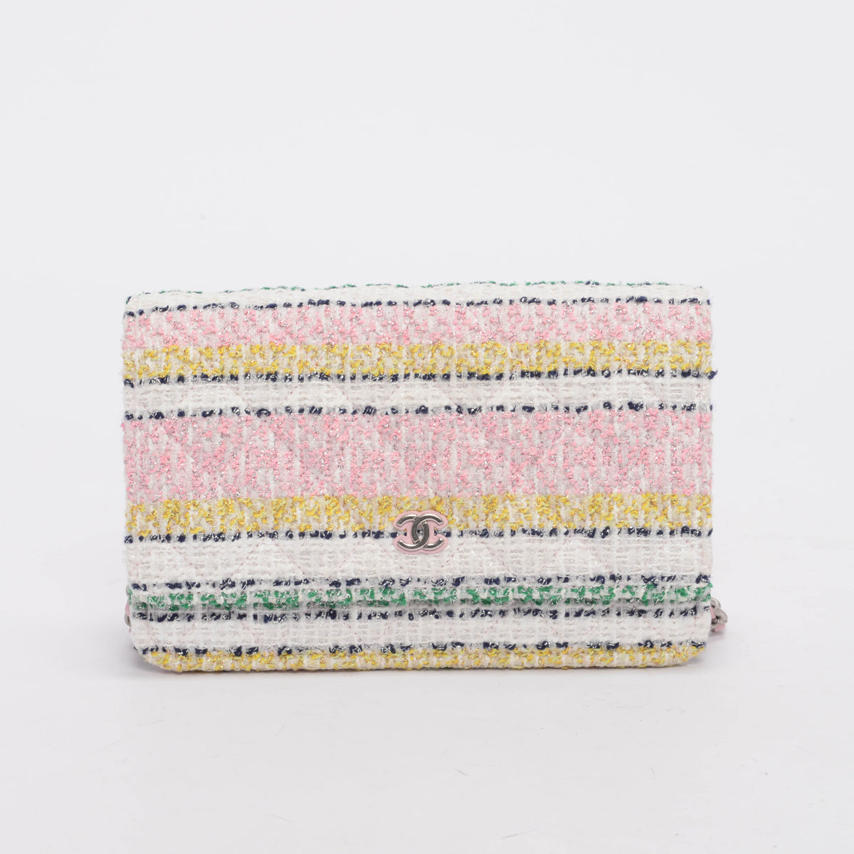 Chanel Pastel Quilted Tweed Classic Wallet On Chain Mini Bag