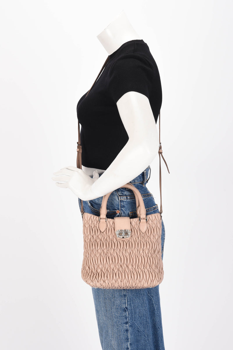 Miu Miu Beige Matelasse Mini Crystal Tote