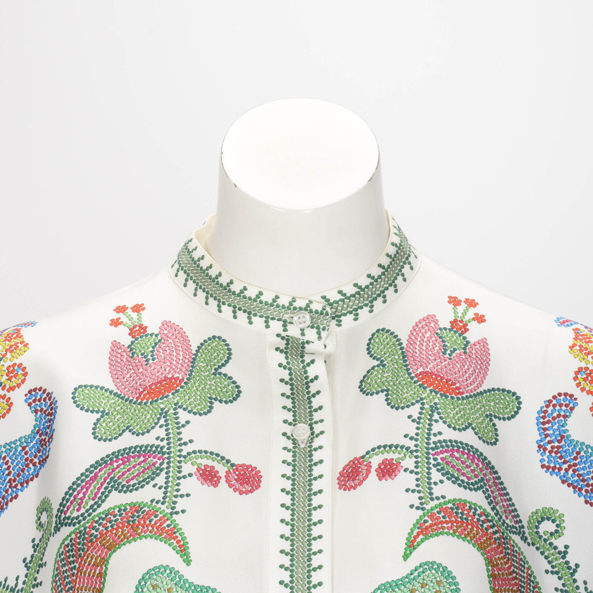 La DoubleJ White & Multicolour Silk Grenadilla Print Blouse S