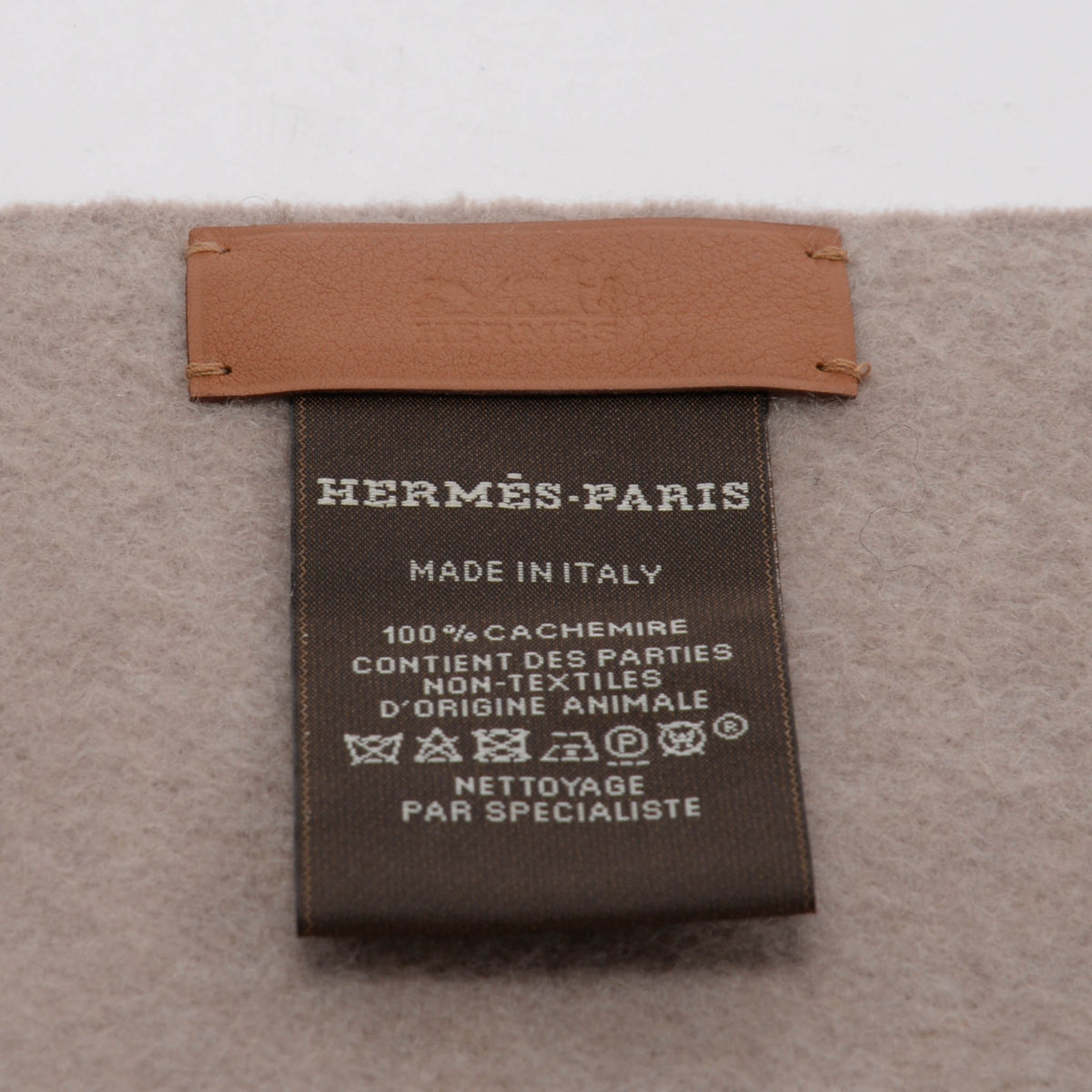 Hermes Taupe & Ivory Cashmere Allumette Scarf