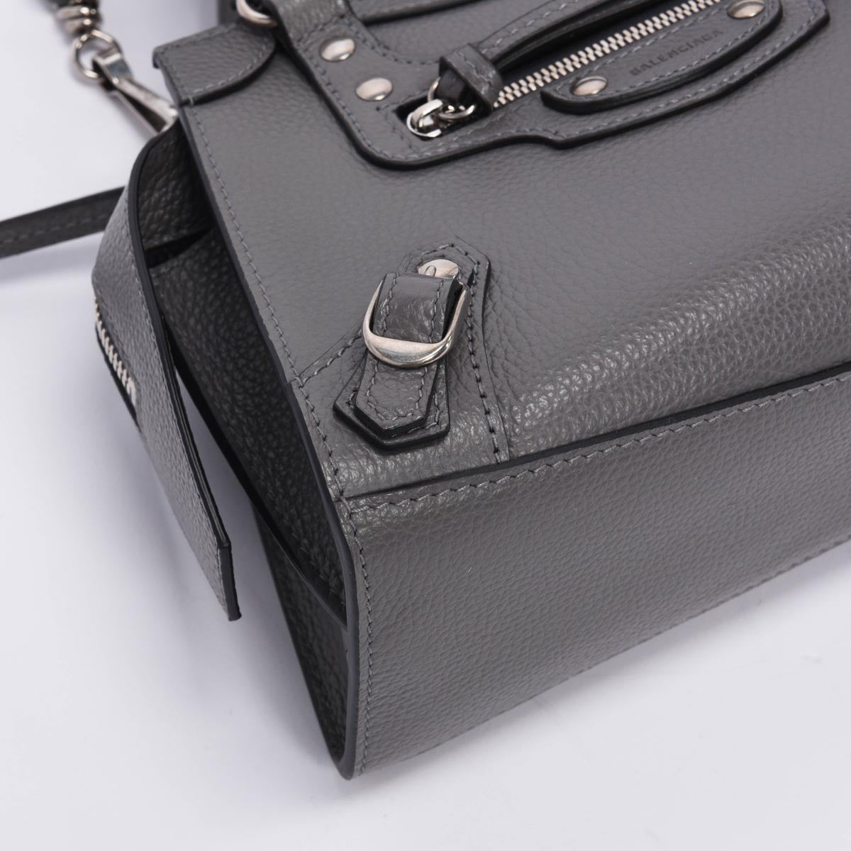 Balenciaga Dark Grey Grained Calfskin Neo Classic Mini City Bag