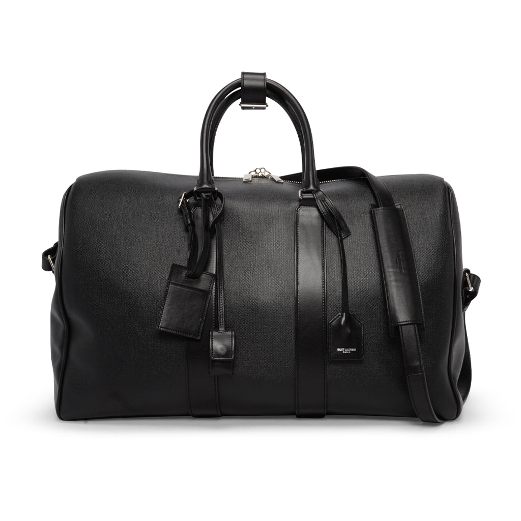 Saint Laurent Black Calfskin Classic Duffle 24 Overnight Bag