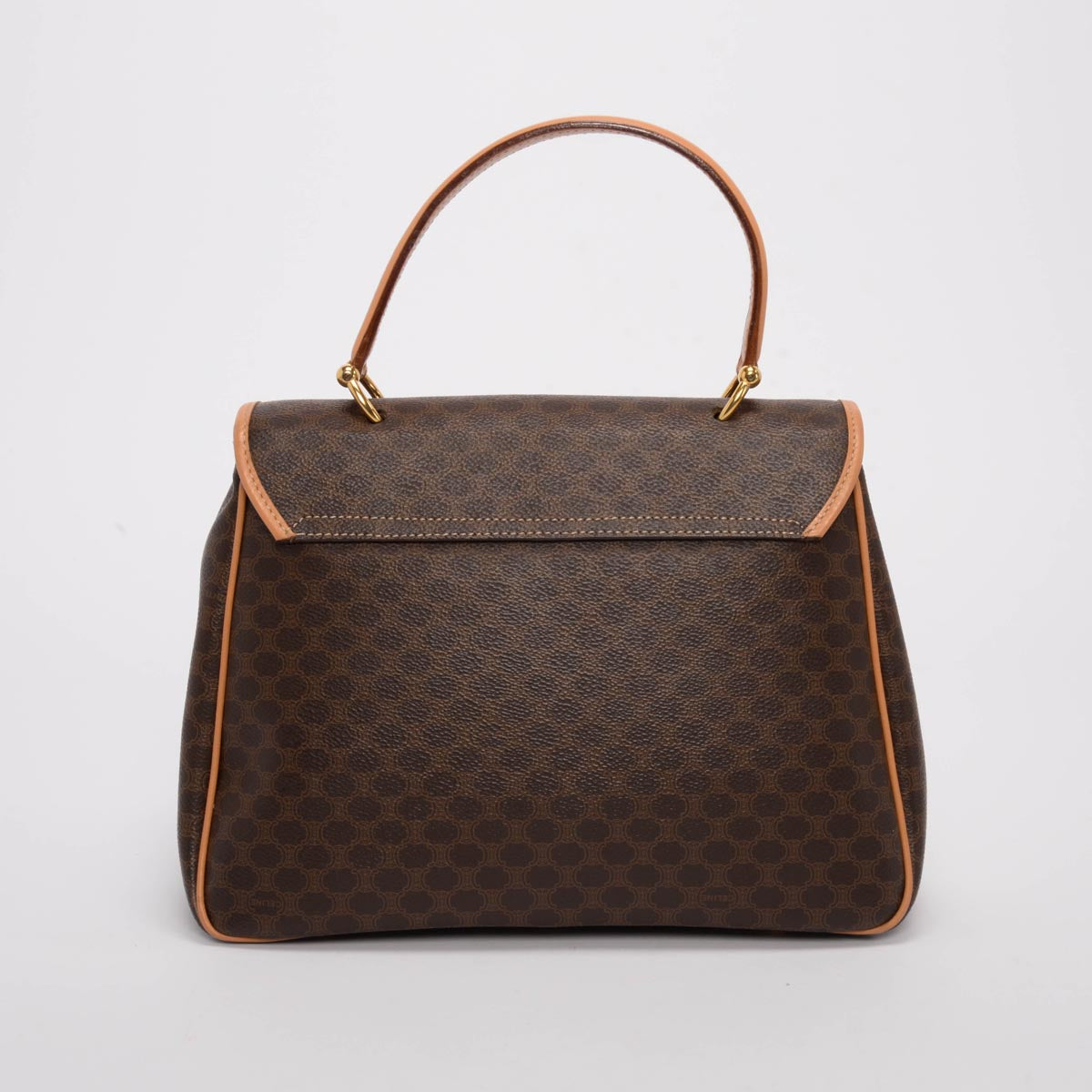 Celine Brown Triomphe Canvas Macadam Top Handle Bag