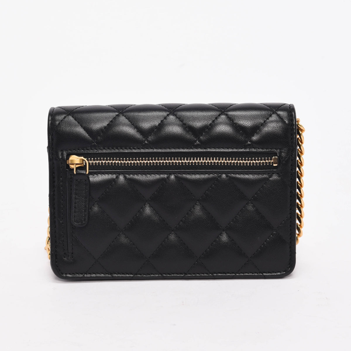 Chanel Black Quilted Lambskin CC Pearl Enamel Wallet on Chain
