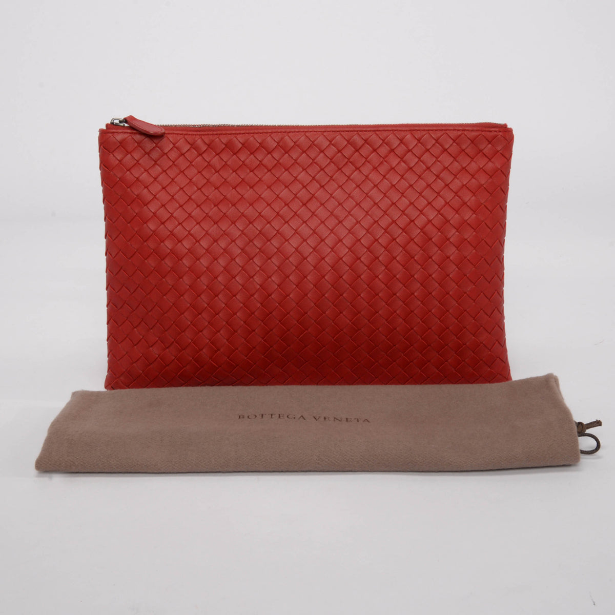 Bottega Veneta Red Intrecciato Zip Pouch