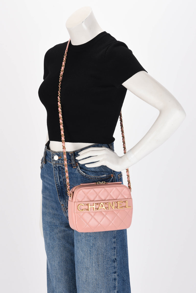 Chanel Pink Quilted Calfskin Enchained Camera Bag