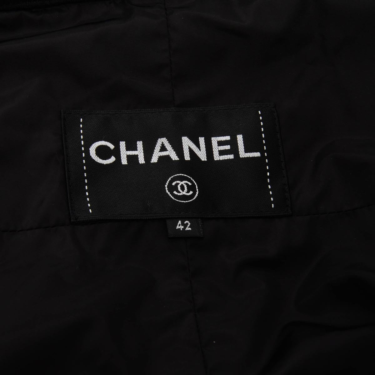 Chanel Black Quilted Nylon Bomber Jacket FR 42