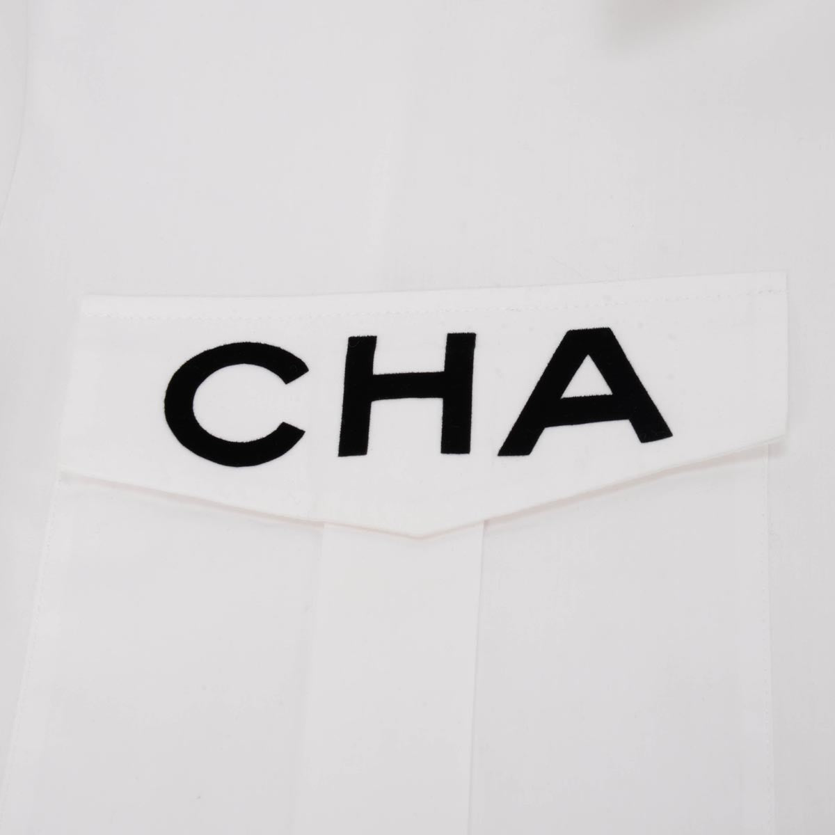 Chanel White Cotton Runway Logo Crop Shirt FR 40