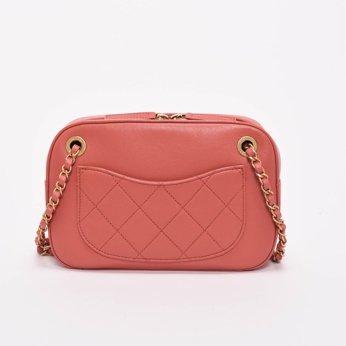 Chanel Dusty Pink Quilted Lambskin Chain Infinity Camera Case