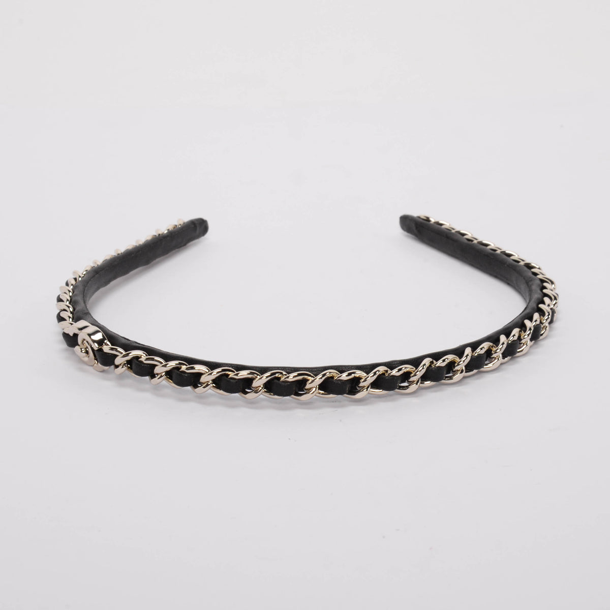 Chanel Black Lambskin CC Turnlock Chain Headband