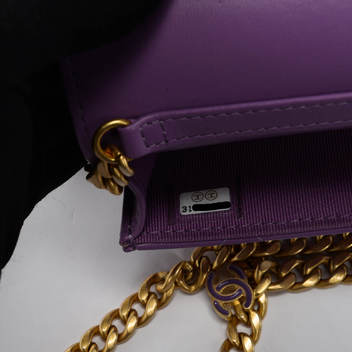 Chanel Purple Quilted Lambskin CC Chain Phone Holder