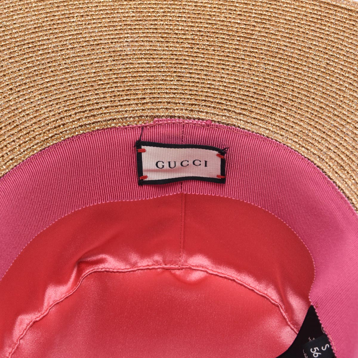 Gucci Gold Straw Bee Embellished Boater Hat