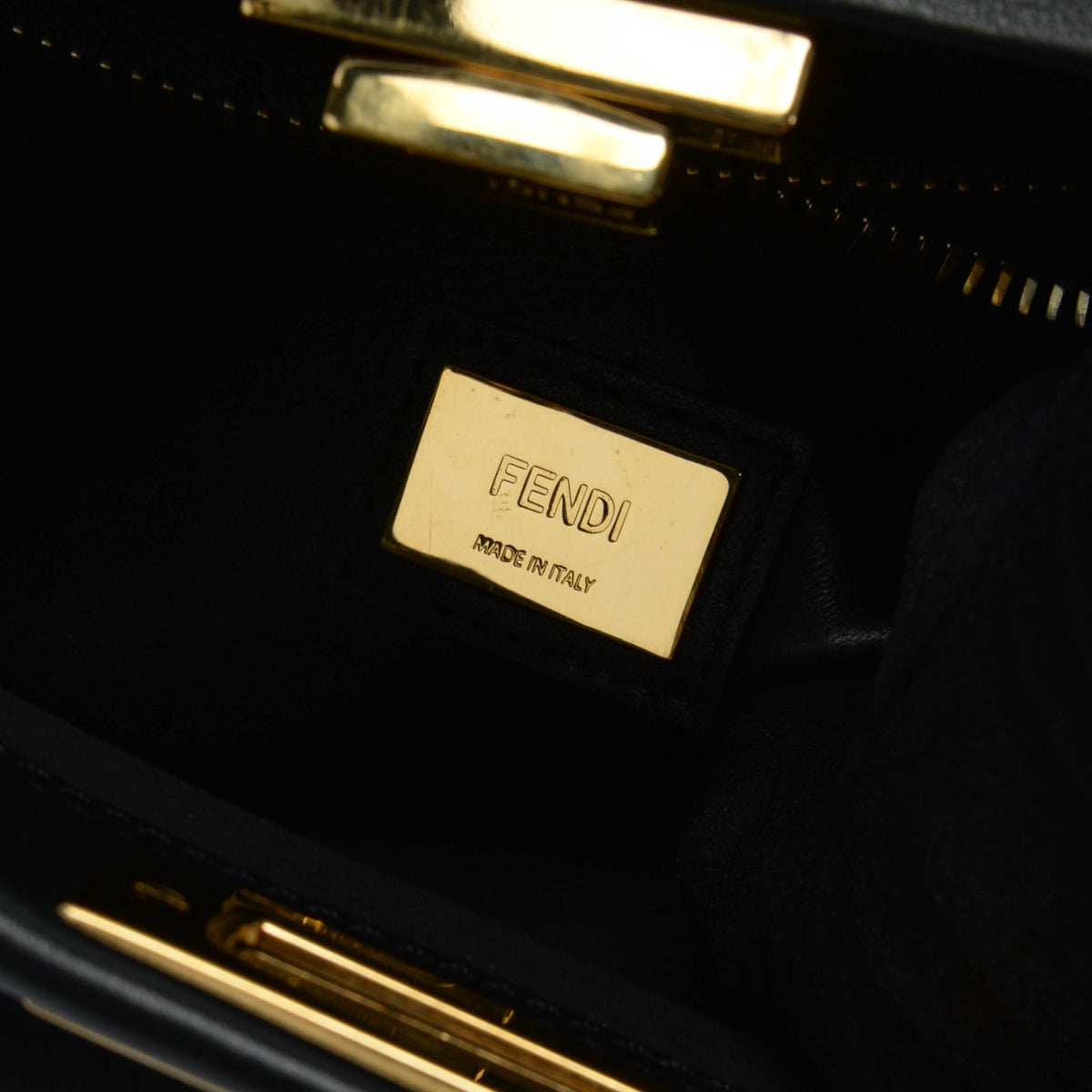 Fendi Black Whipstitched Leather Medium Peekaboo Bag