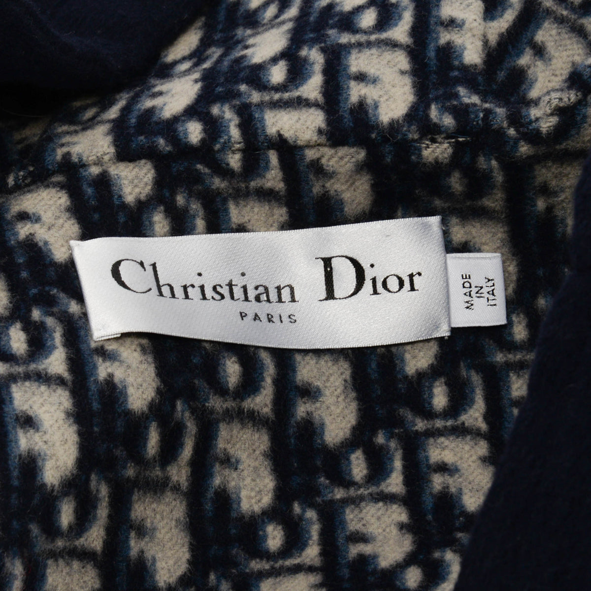Dior Navy Wool Oblique Lined Hooded Zip Jacket FR 38