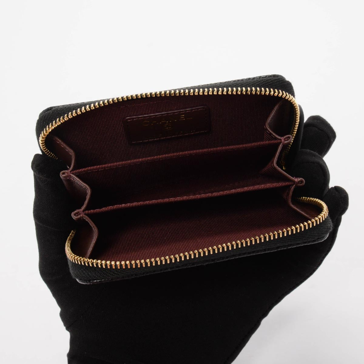 Chanel Black Quilted Caviar Mini Zip Coin Purse