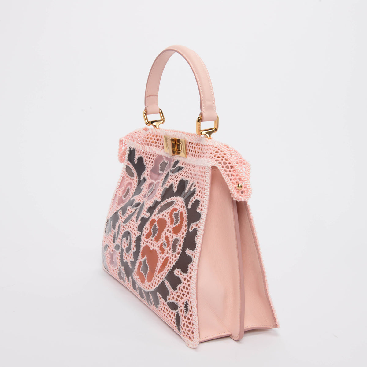 Fendi Pink Macrame Medium Peekaboo ISeeU Bag