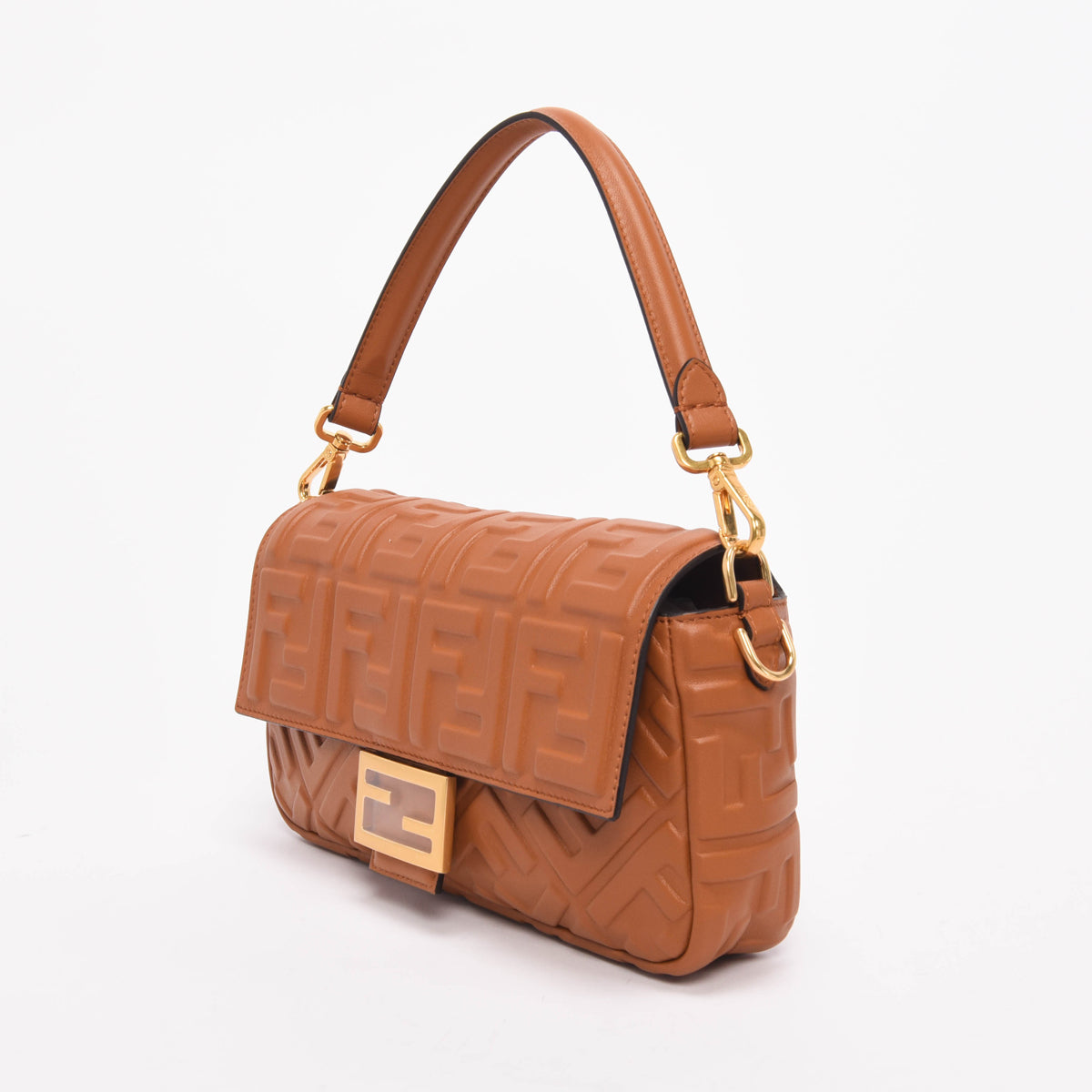 Fendi Brandy Nappa FF Embossed Baguette Bag
