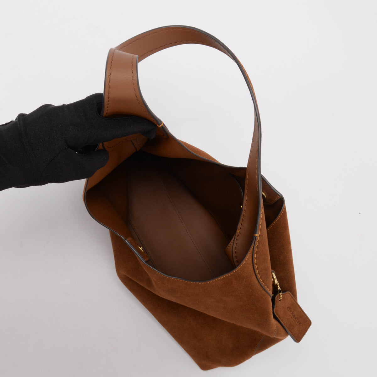 Coach Warm Brown Suede Brooklyn 34 Shoulder Bag