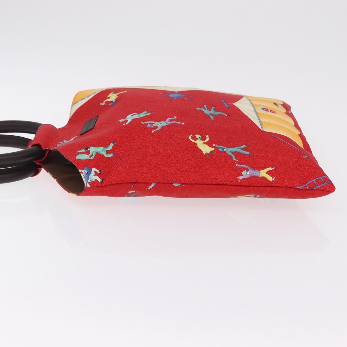 Bulgari Red Silk Pierrot Circus Print Small Tote Bag
