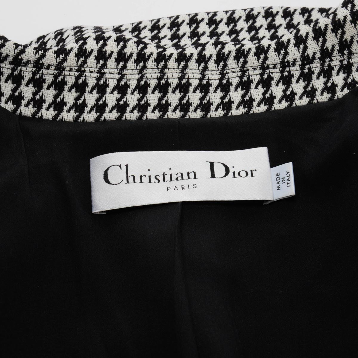Dior Black & White Wool Houndstooth Jacket FR 40