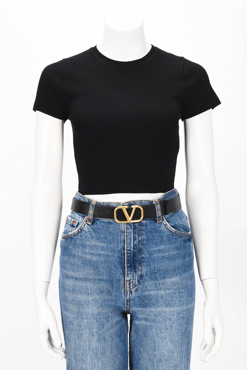 Valentino Black & Brown Calfskin Reversible VLogo Belt