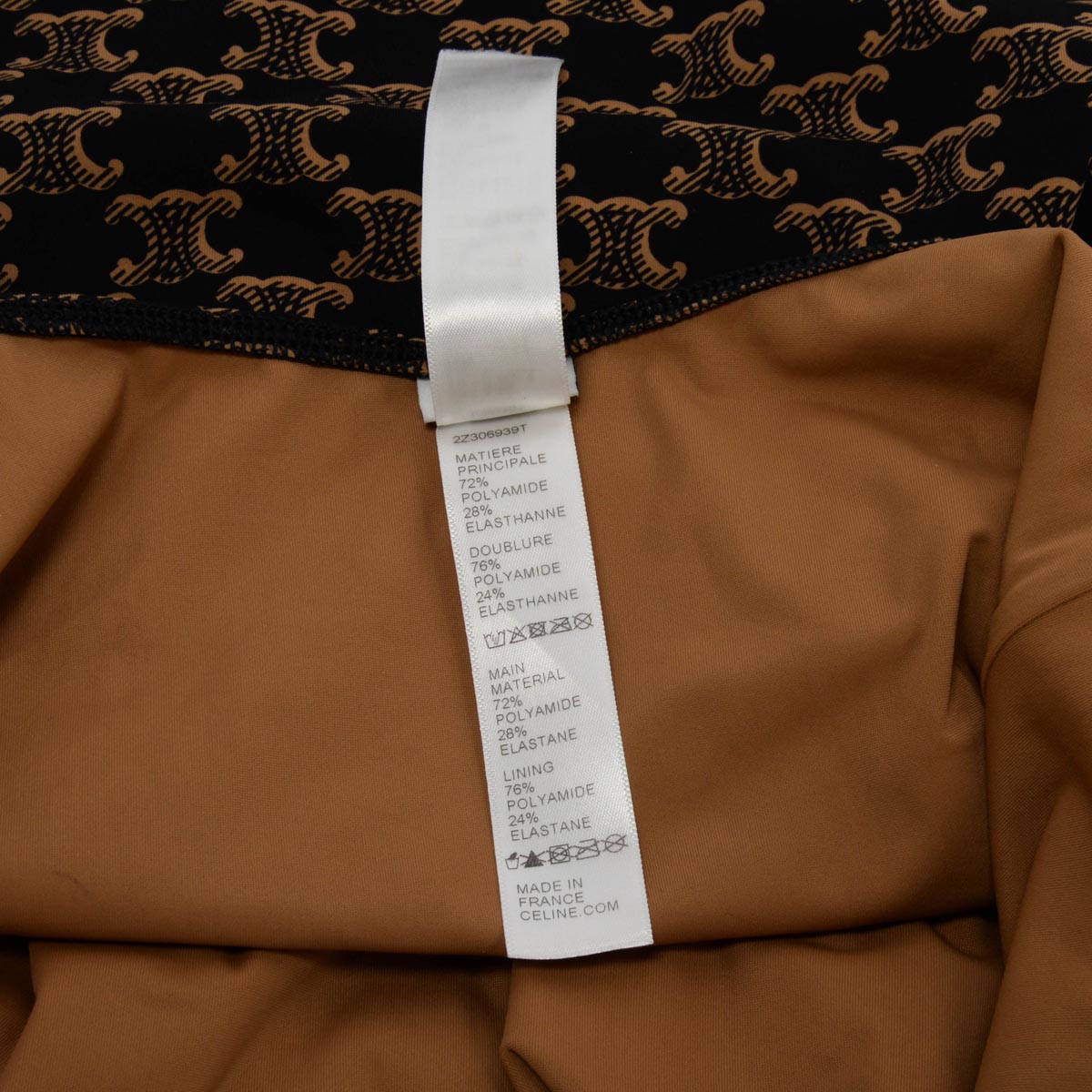 Celine Brown Monogram Jersey V-Neck One Piece Swimsuit FR 40