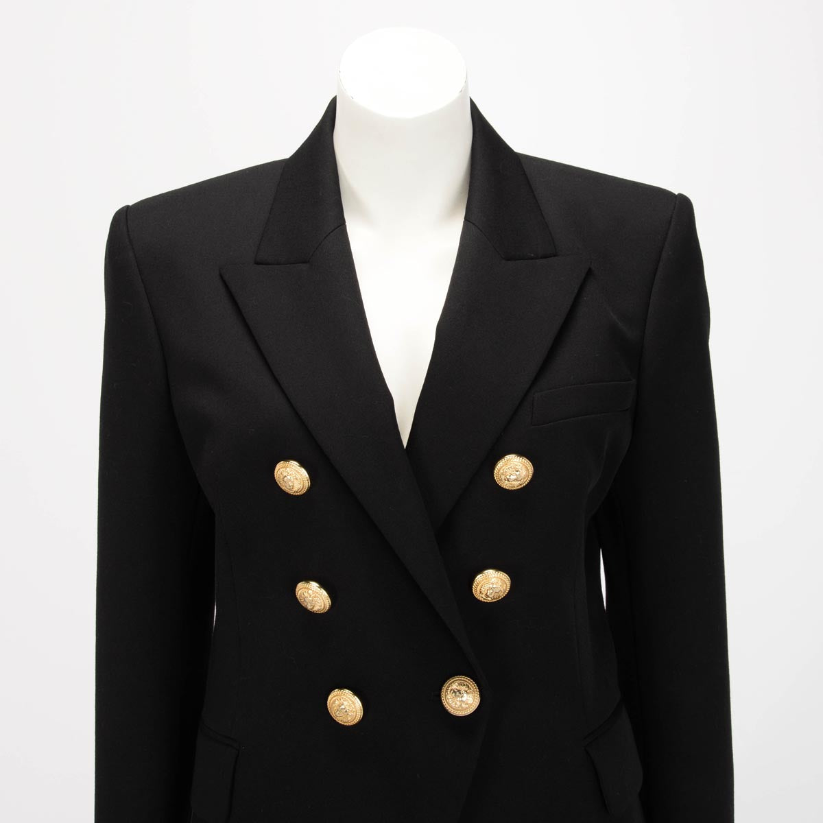 Balmain Black Wool Twill Classic DB Blazer FR 44