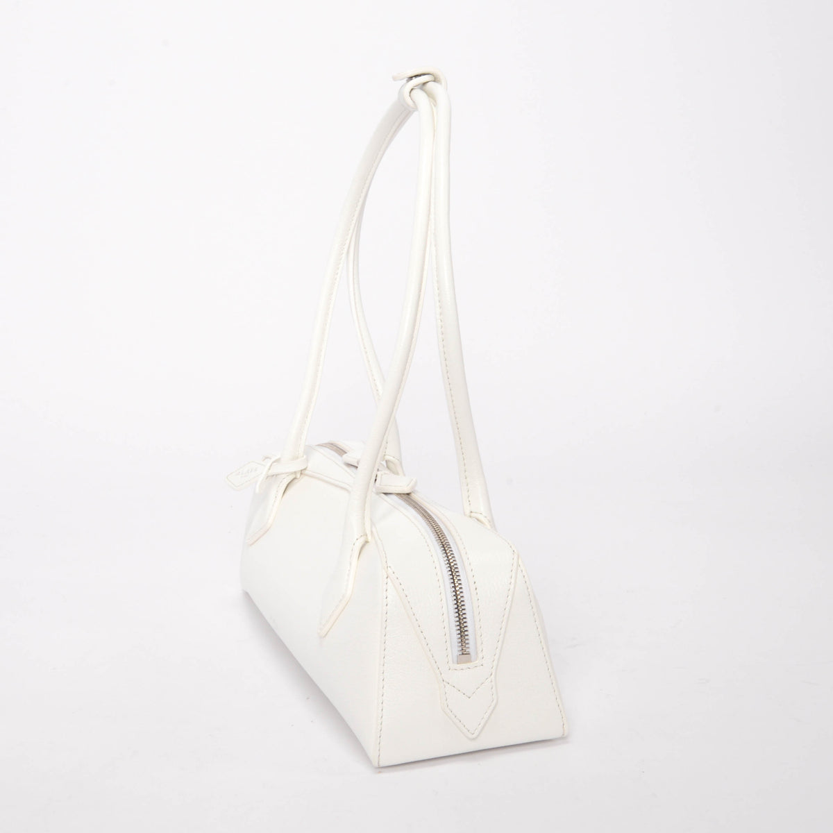 Alaia White Goatskin Le Teckel Medium Shoulder Bag