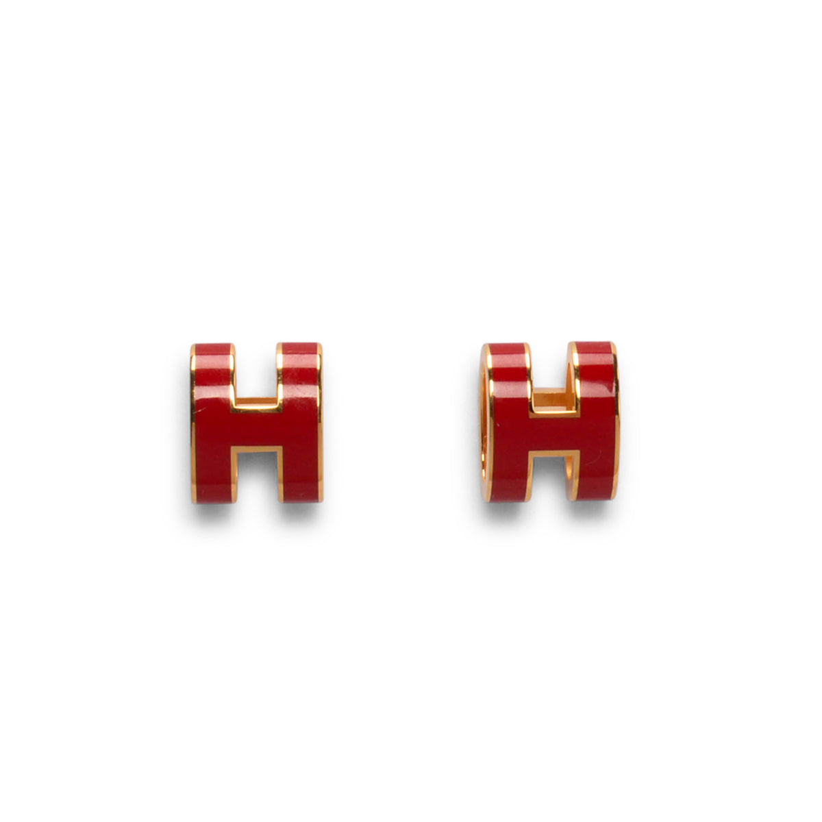 Hermes Rouge Vif Enamel Pop H Earrings
