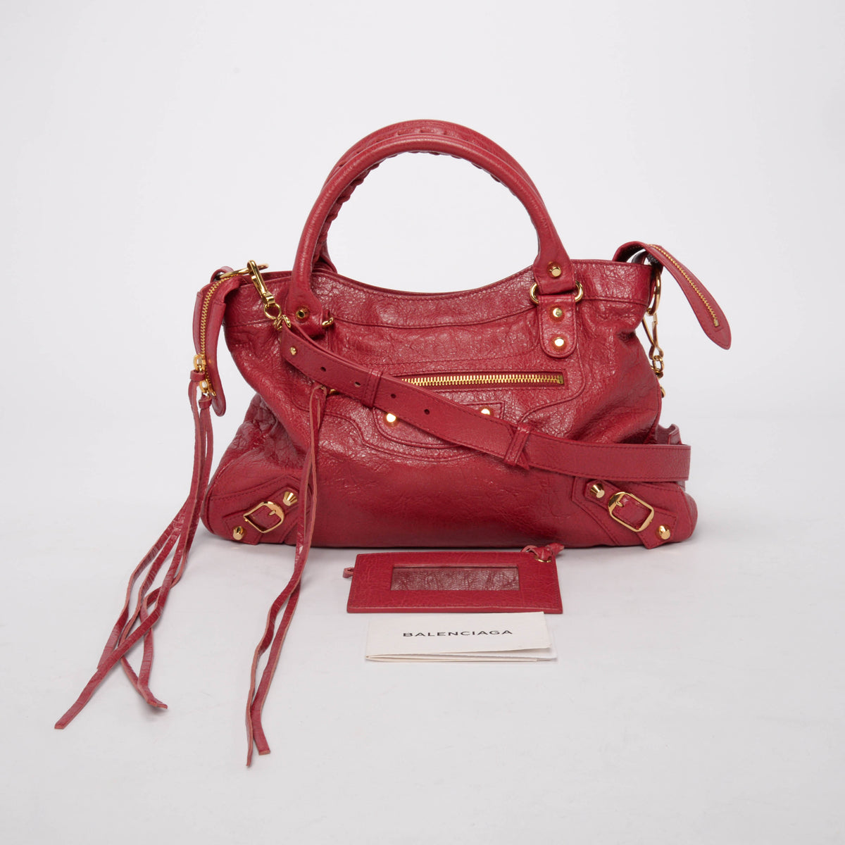 Balenciaga Raspberry Arena Lambskin Town Bag