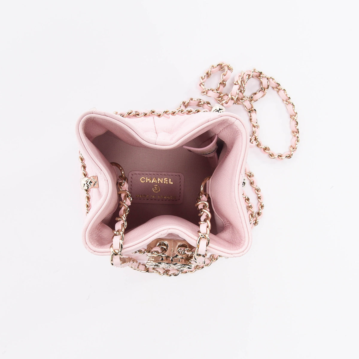 Chanel Light Pink Quilted Calfskin Nano CC Bucket Bag
