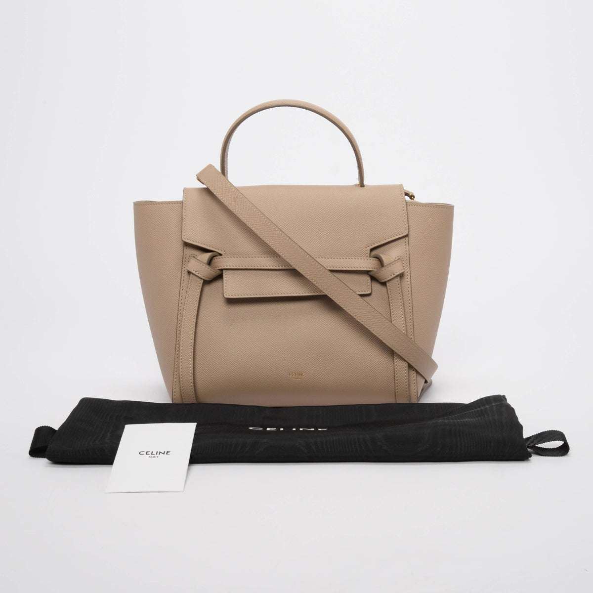 Celine Beige Grained Calfskin Micro Belt Bag