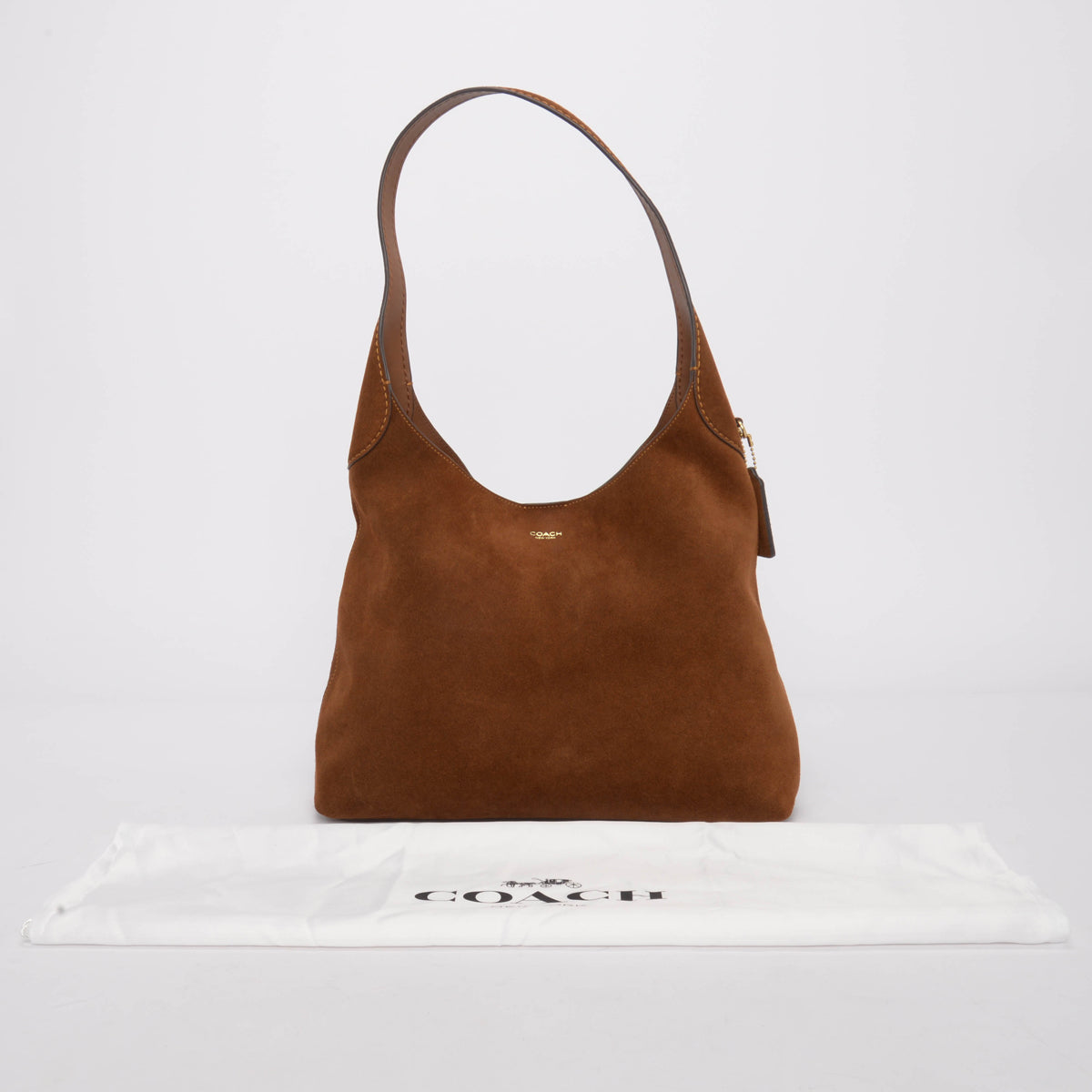 Coach Warm Brown Suede Brooklyn 34 Shoulder Bag