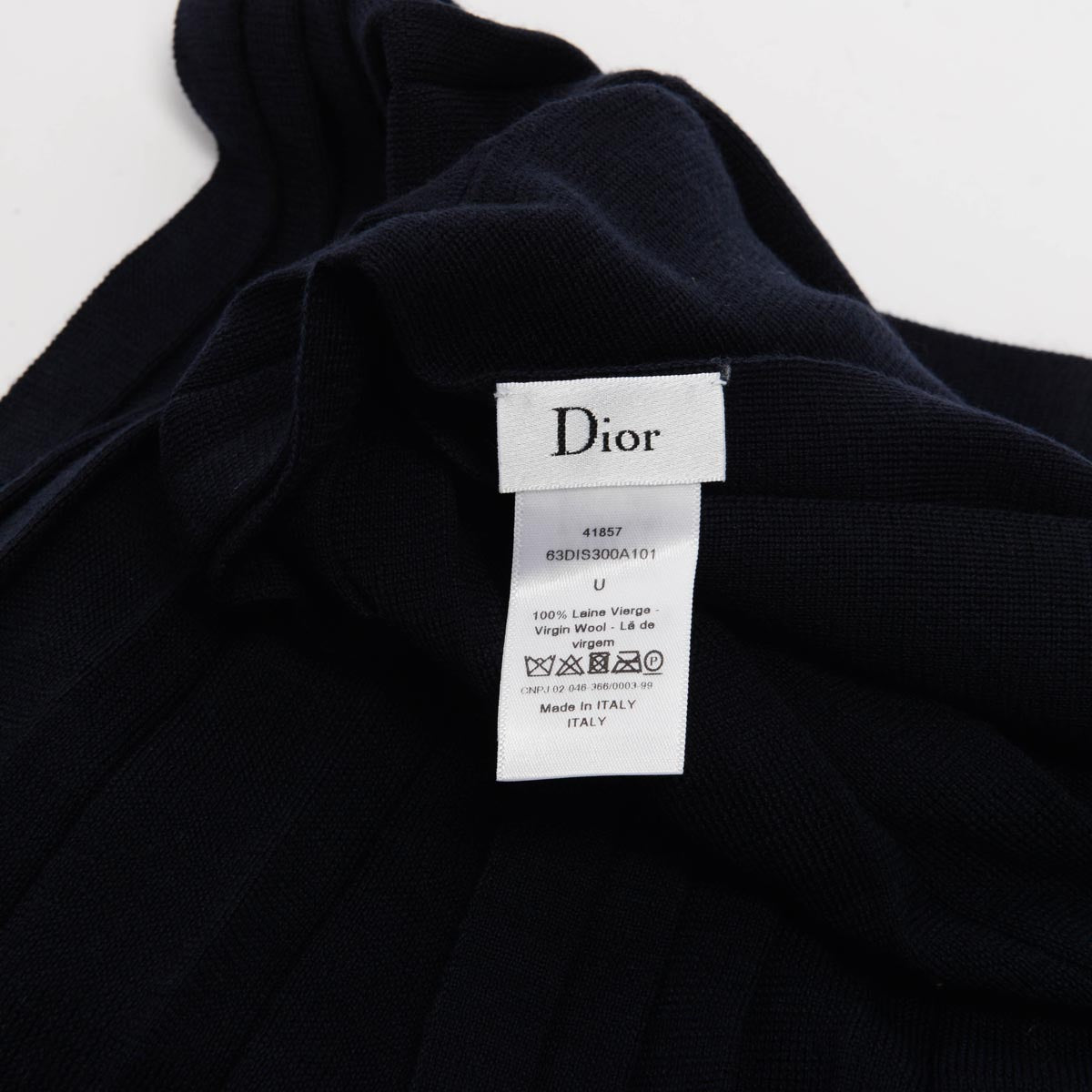 Dior Navy Wool Pleated Stole