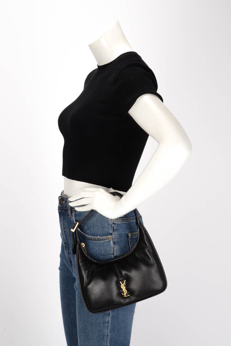 Saint Laurent Black Lambskin Mini Calypso Hobo Bag