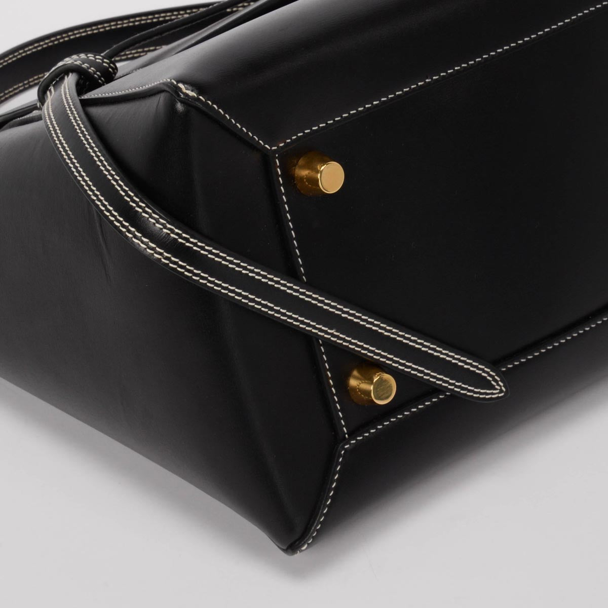 Celine Black Smooth Calfskin Double Stitching Mini Belt Bag